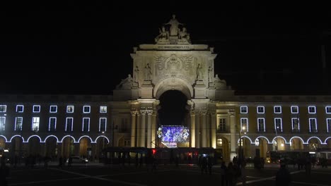 Schönes-Lissabon-Während-Der-Weihnachtszeit,-Lichter-Der-Innenstadt