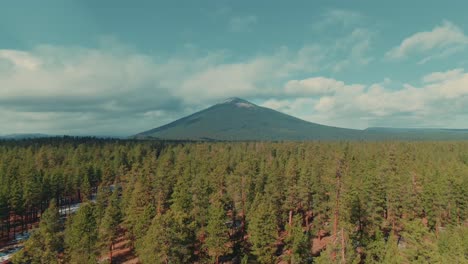 4k-Aerial-big-mount-with-evergreen-forest-in-foreground-Drone-dolly-in