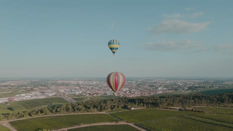 4k-Aerial-hot-air-balloons-above-vineyards-Drone-dolly-out