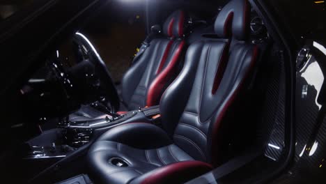 Italian-full-carbon-sport-car-seats-detail-in-the-dark
