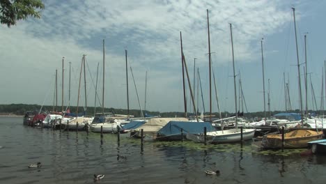 Marina-with-sails-and-boats-at-Wannsee-in-Berlin,-Germany-1