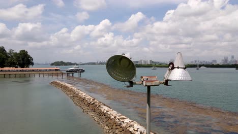 Light-Post-On-The-Breakwater-At-Saint-John's-Island-In-Southern-Islands-Of-Singapore
