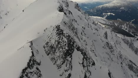 Aerial-view-of-a-pencil-line-on-the-North-Face-of-Mt-Currie-neat-Pemberton-BC,-Canada
