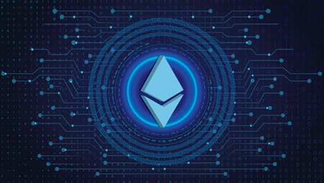 Ethereum-Crypto-blockchain-crypto-currency-digital-encryption,-Digital-money-exchange,-Technology-global-network-connections-on-a-Blue-background-concept