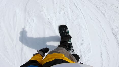 Pov-Point-Of-View-Gopro-Run-Of-Snowboard-Rider-First-Person-View-Over-Snow-Park-Jump-Trick-Skifelder-Hakuba-Japan-Asien-Reisen-Tourismus-Hd