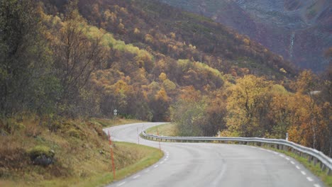 A-narrow-rural-road-goes-through-the-autumn-landscape