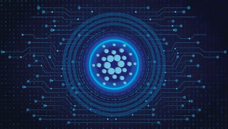 Cardano-Crypto-blockchain-crypto-currency-digital-encryption,-Digital-money-exchange,-Technology-global-network-connections-on-a-Blue-background-concept