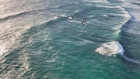 Kitesurfers-at-Misty-Cliff-near-Cape-Town,-South-Africa
