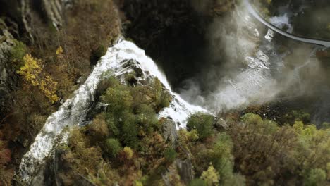 Aerial-view-of-the-majestic-Skjerfossen-waterfall