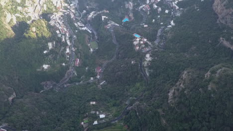 Aerial-view-of-steeply-terraced-mountain-side-of
