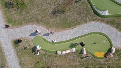 Aerial-view-from-above-of-four-people-playing