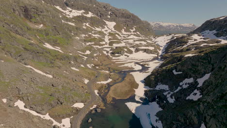 Roldalsfjellet-Mountain-Pass-In-Hordaland-County-Norway---aerial