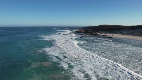 Drone-flyover-Sea-foam-towards-Corny-Point-Lighthouse