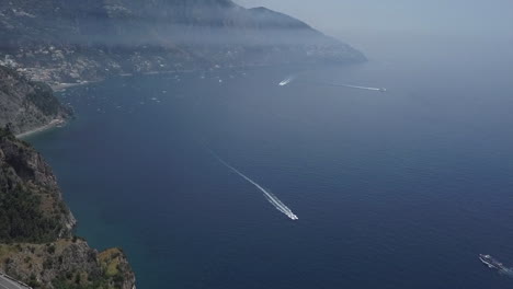 Tyrrhenian-Sea-aerial-tilt-Amalfi-coast-road-near