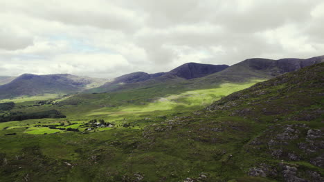 Beautiful-Ireland-aerial-of-highlands-with-grass-covered