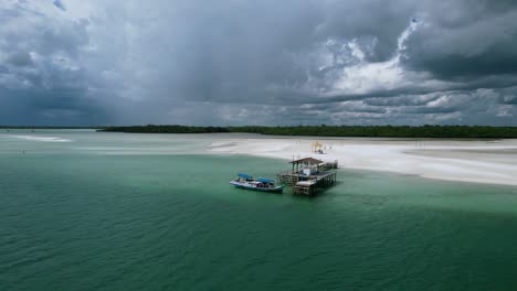 aerial-landscape-of-boat-dock-on-tropical-white