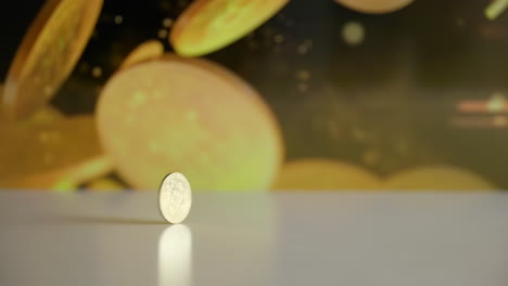 Ein-Einsamer,-Sich-Drehender-Goldener-Bitcoin-Mit-Goldener-Animation