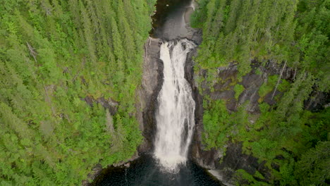 Aerial-Drone-View-Of-Storfossen-Waterfall-With-Dense
