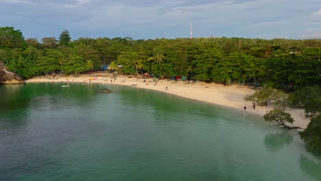 aerial-panoramic-of-Tanjung-Tinggi-beach-in-Belitung