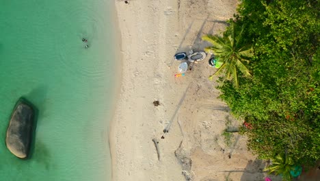 aerial-top-down-of-tropical-summer-beach-with