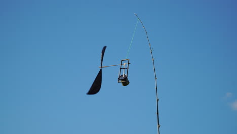 Close-up-shot-of-wind-vane-spinning-against