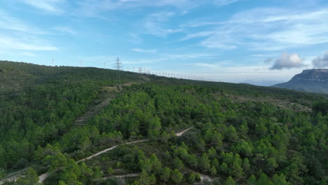 Aerial-drone-view-of-high-voltage-electric-pylons