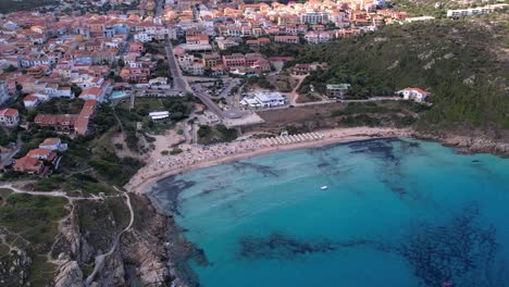 Aerial-View-Of-Spiaggia-Rena-Bianca-In-Sardinia
