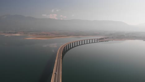 Aerial-Panning-Shot-of-Long-Lake-Bridge-and