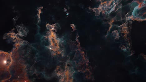 Hermosa-Nebulosa-Gaseosa-Marrón-Y-Verde-En-Lo-Profundo
