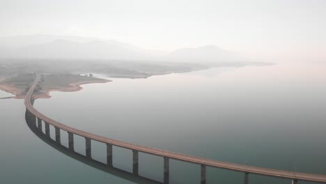Aerial-Panning-Shot-of-Long-Lake-Bridge-With