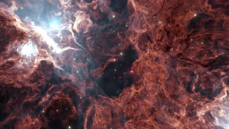 Hermosa-Nebulosa-Gaseosa-Roja-Y-Marrón-En-Lo-Profundo