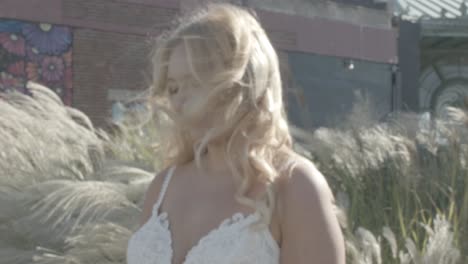 Slow-Motion-Shot-Of-Beautiful-Blondie-Bride-Wearing