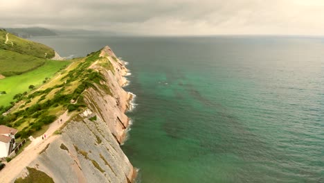 Aerial-fly-over-view-of-cliffs-and-coast