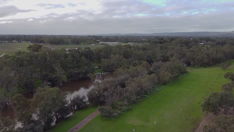 Aerial-Flyover-Parkland-With-Views-Of-Swan-River