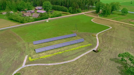 Aerial-View-of-Solar-Panels-Array-in-Green