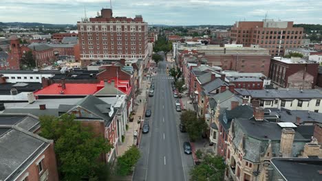 Downtown-York-Pennsylvania-Aerial-of-historic-buildings-in