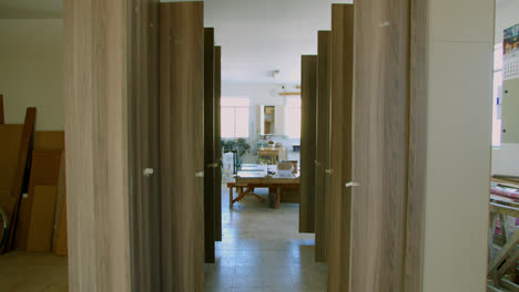 Long-zoom-in-shot-of-two-wardrobes-facing