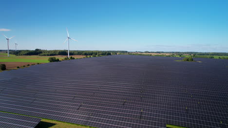 Aerial-View-Over-Large-Solar-Panel-Farm-With