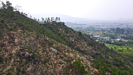Aerial-view-of-eroded-hillside-soil-in-Yuen