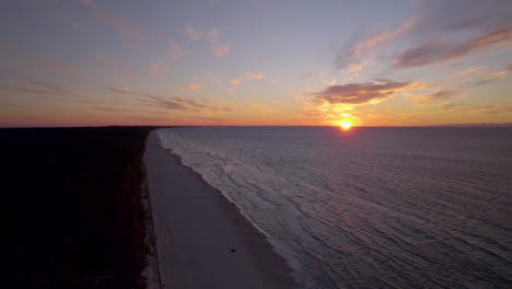 Seaside-sunset-over-Baltic-sea---aerial