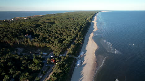 Flying-along-the-beach-coastline-with-Baltic-sea