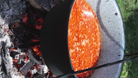 Vertical-video-of-traditional-goulash-cooking-over-fire