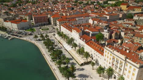 Spinning-aerial-view-of-the-Riva-in-Split