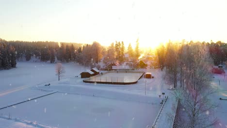 Winter-resort-area-with-ice-hockey-and-frozen