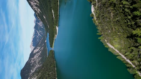 Vertical-shot-nature-landscape-of-mountains-and-lakes