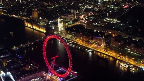 London-Eye-Themse-Und-Westminster-Nachtzeit