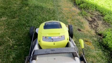 Action-cam-shot-of-an-electric-lawn-mower