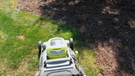 First-person-view-of-mowing-a-lawn-with