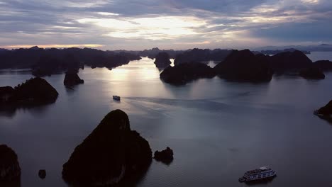Amazing-silhouetted-rock-islands-at-dusk-in-Ha
