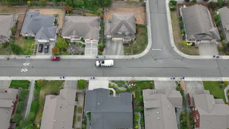 High-up-aerial-view-of-a-garbage-truck